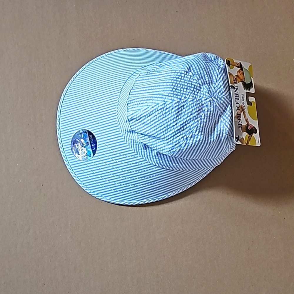 Striped Blue Visor Sun Hat - Ponyflo